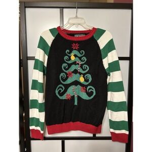 Ugly Christmas Sweater V-Neck - Black, Green, Red